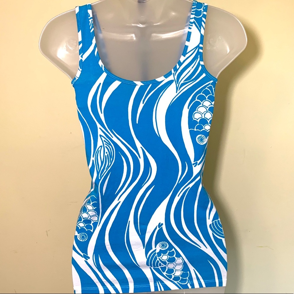 Lilly Pulitzer blue and white tank for casual wear